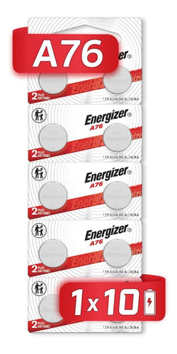 Pila Energizer A76 Alcalina Tira 10 Unidades Lr44/ag13