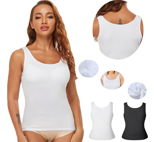 Pack 4 Piezas Camiseta Tank Top Dama Lisa Algodón