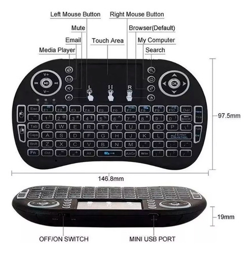 Mini Teclado Inalambrico Con Mouse Touchpad