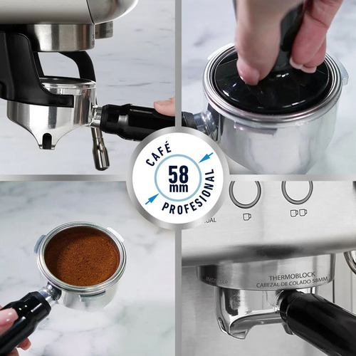 Cafetera Espresso Oster Perfect Brew 15 Bar Molino Integrado Color Acero inoxidable
