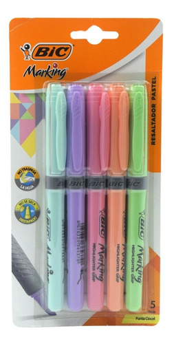 Marcatextos Bic Marking Cont. 5 Resaltadores Pastel