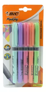 Marcatextos Bic Marking Cont. 5 Resaltadores Pastel