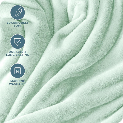 Frazada Manta Plush Flannel 240 X 190cm Térmica Ultra A Soft Verde Pastel Liso