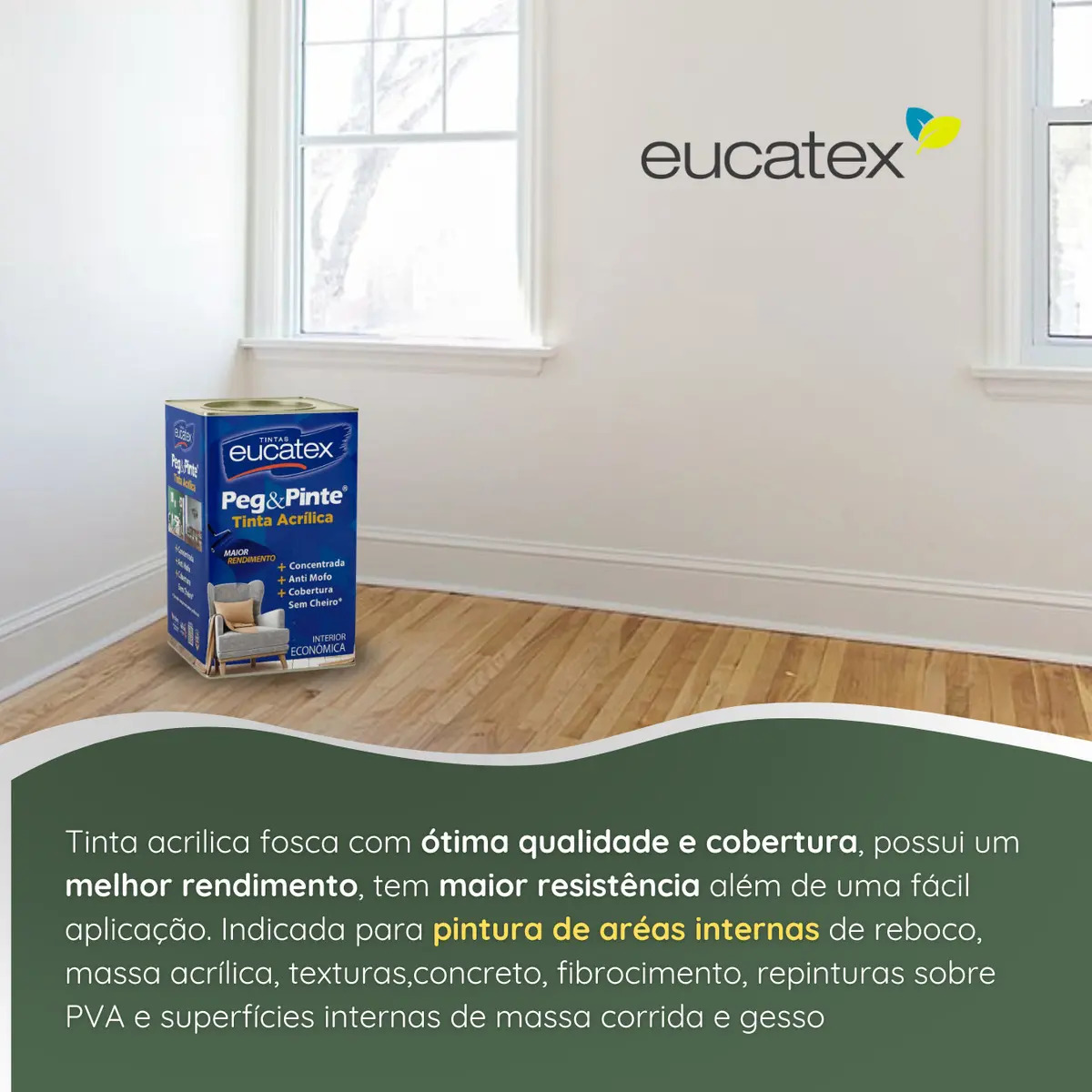 Tinta Eucatex Acrílica Peg Pinte Anti-mofo 18l - Cores Acabamento Fosco Cor Branco