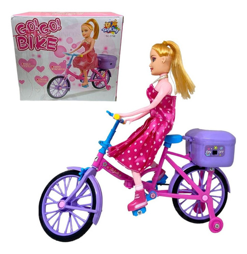 Brinquedo Boneca Ciclista Bicicleta Articulada Musical E Luz