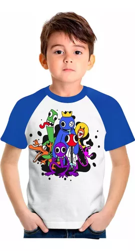 Camisa Camiseta Rainbow Friends Baby Blue Azul Vermelho