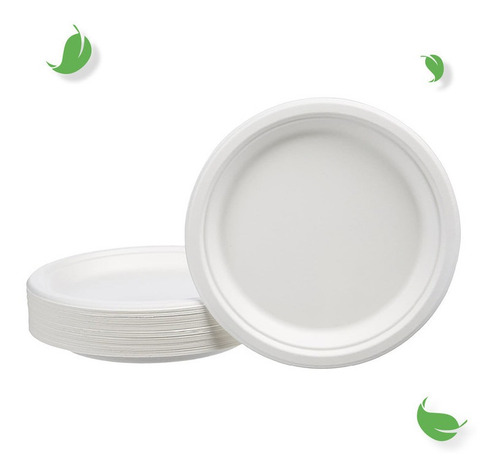 Imagen 2 de 6 de Plato Desechable Compostable Redondo 6.85 PuLG. /1000 Pzas.
