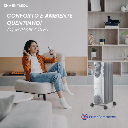 Aquecedor A Óleo Doméstico 1500w Cinza 220v Ventisol Cor Branco/Cinza