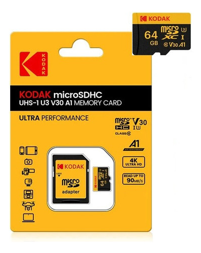 Tarjeta de memoria Kodak Class 10 4k High de 64 GB