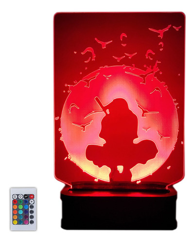 Lámpara Acrilico Led Multicolor Itachi Luna Roja Naruto