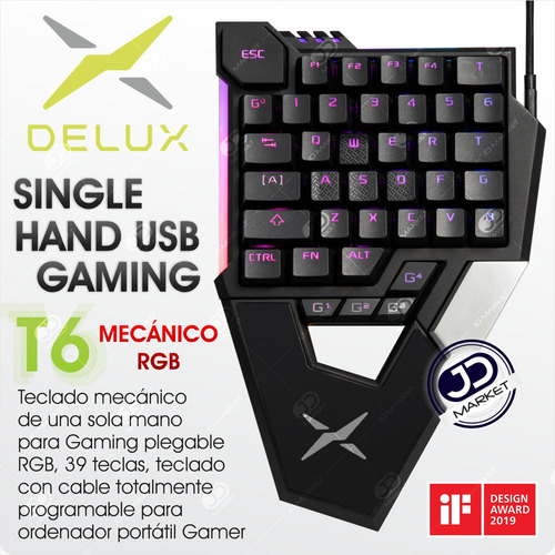 Imagen 2 de 10 de Teclado Keypad Gamer Mecánico Profesional Delux T6 / Rgb