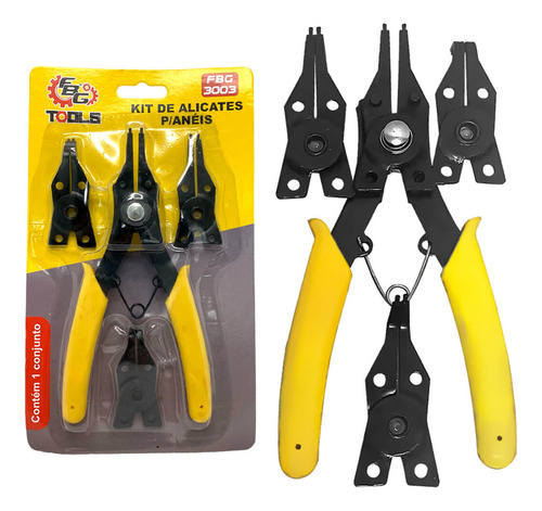 Kit Alicates Aneis Elasticos 4 Cabeçotes Intercambiaveis