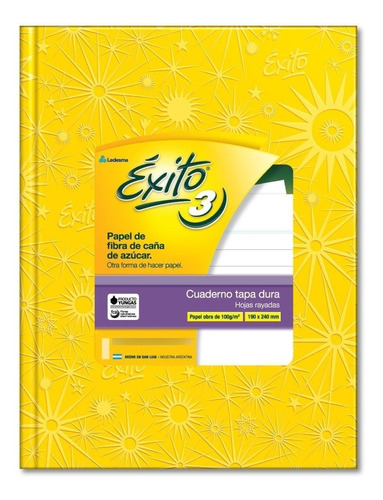 Cuaderno Tapa Dura Rayado 48h Exito E3 Amarillo 19x24cm