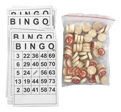 40x Tarjetas De Bingo 75 Números Chips Juego De Cartas Para