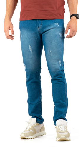 Calça Jeans Moda Casual De Luxo Slim Delavê Tradicional
