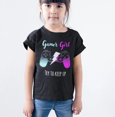 Polera Infantil Unisex Gamer Girl Consola Algodon Estampado