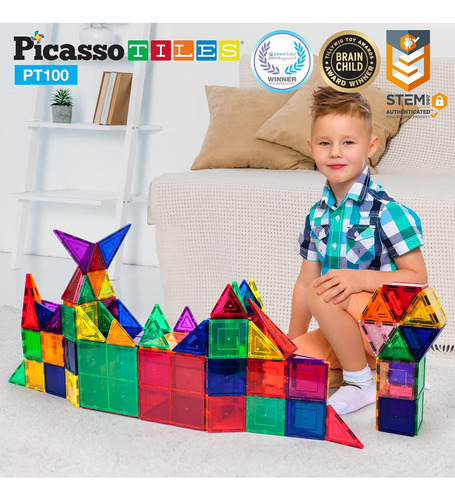 Picassotiles 100 Piezas Conjunto De 100pcs Buildo De Constru