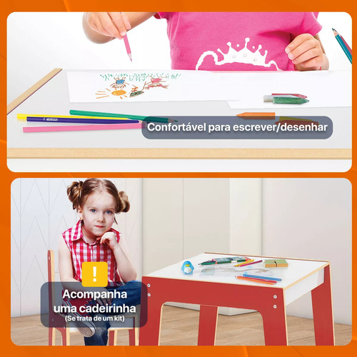 Mesa Com Cadeirinha De Madeira Resistente Para Crianças