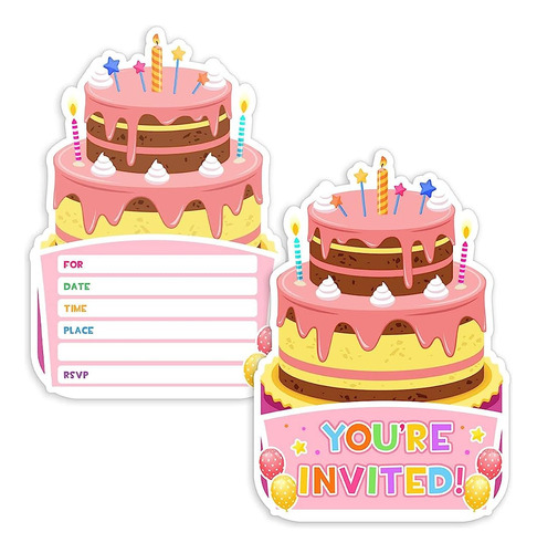 30 Invitaciones A Fiestas De Cumpleaños Con Sobres, Invitaci