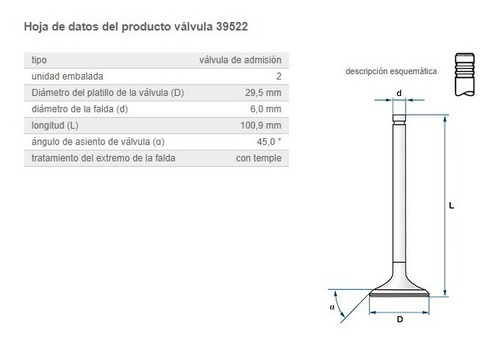 Imagen 3 de 8 de Valvula De Admision Ks Aleman Vw Vento Scirocco Golf Sharan