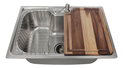 Kit Cuba Cozinha Gourmet Inox + Torneira Monocomando + Tábua Cor Prateado