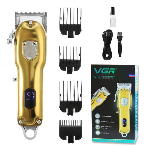 Maquina Corta Pelo Vgr V-652 Recargable Usb Profesional Color Dorado