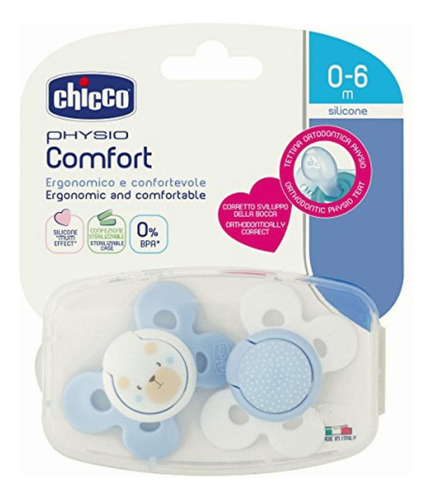 Chicco Chupón Physio Comfort, 0 A 6 Meses, Color Azul
