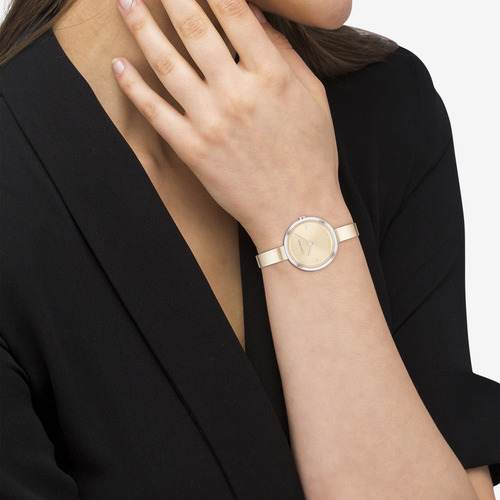 Reloj Para Dama Calvin Klein 25200188 Dorado 30 Mm Bisel Plateado