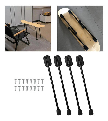 Pernas De Mesa Dobráveis De 4 Peças, Portáteis 33cm Preto