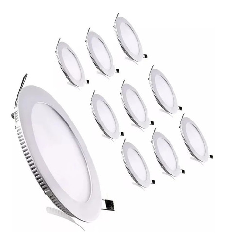 Imagen 1 de 4 de Pack10 Foco Led Panel Placa 6w Aluminio Embutido Fria