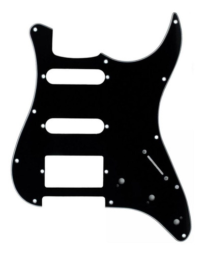 Escudo Guitarra Strato Preto Hss 1 Camada Dolphin