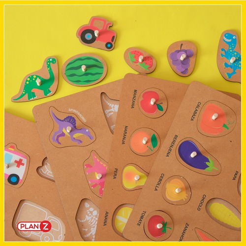 Imagen 4 de 8 de Juego Encastre Madera Con Agarre Didácticos Infantil Niños