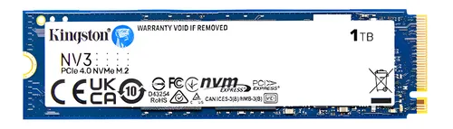 Ssd M.2 2280 Nvme Kingston 1tb Nv3 Snv3s/1000g Pci-e Gen 4.0 Formato M.2 2280 Velocidade De Leitura Até 6000 Mb/s E Gravação Até 4000 Mb/s Cor Azul-escuro