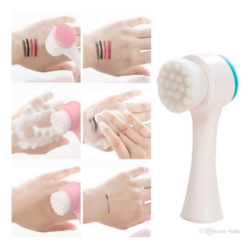 Imagem 4 de 6 de Escova De Limpeza De Pele Facial 2 Em 1 Silicone E Serdas