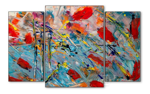 Cuadro Decorativo Moderno Pintura Jd-0091 L Tríptico 110x70 Cm Sin Marco
