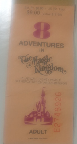 Ticket Entrada Disney Word Vintage 1979