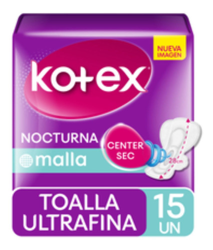 Toalla Femenina Kotex Noct Ultrafina Malla C/a  - 15 Uds.