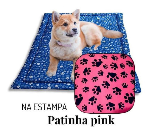Caminha Cachorro Colchão Gg 120x80 Zíper Patinha Pink