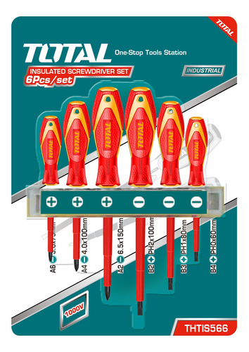 Imagen 1 de 1 de Juego Atornillador 6pz Pala Ph 1000v Total Tools Thtis566