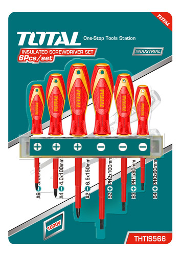 Juego Atornillador  6pz Pala Ph 1000v Total Tools Thtis566