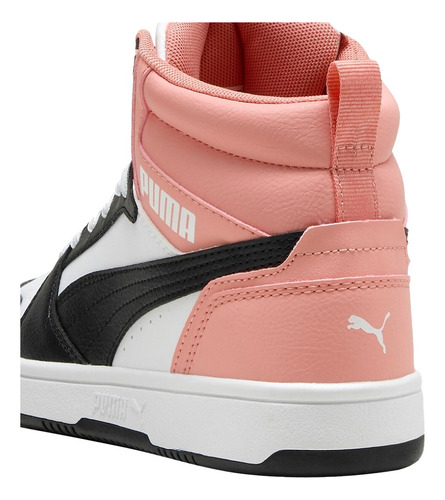 Puma Rebound V6 Mid Jr Para Dama Color Blanco, Negro, Rosa