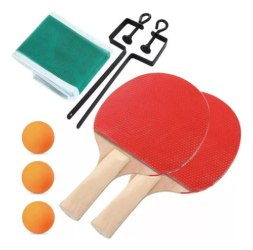 Kit Ping Pong 2 Paletas + Set Red Profesional Con 3 Pelotas