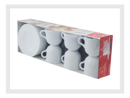 Imagen 2 de 3 de Set X6 Tazas Té Con Platos Vidrio Templado Ebro Bormioli