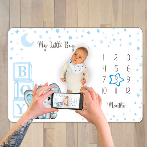 Baby Monthly Milestone Blanket Boy - Premium Extra Soft Flee