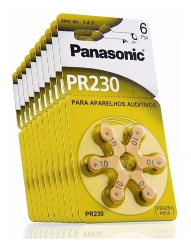 Pilha Auditiva Zinco Air Panasonic Pr230 5 Blister Com 6 Un.