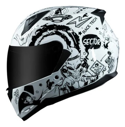 Capacete Race Tech Sector Sky Music Branco Tamanho do capacete 56