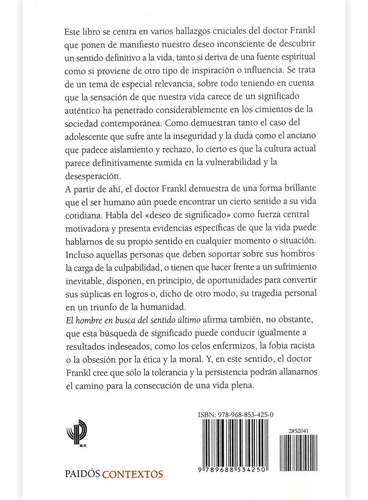 El Hombre En Busca Del Sentido Último (original)