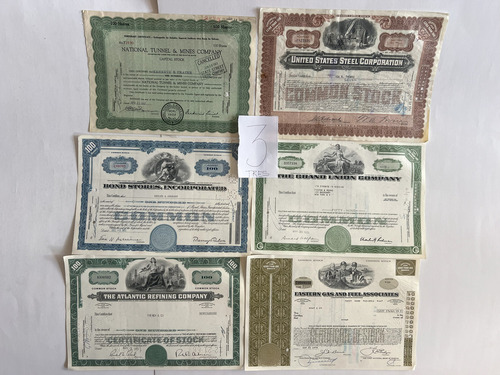 Set 6 Títulos Accionarios Diferentes Empresas Americanas. (Usado)