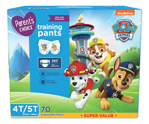 Parent's Choice Pañales De Entrenamiento Paw Patrol Niño Género Niños Talla 4t - 5t