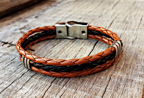 Pulseira Couro Magnetic Black Brown